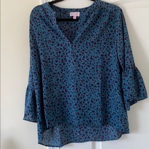 Teal Leopard top